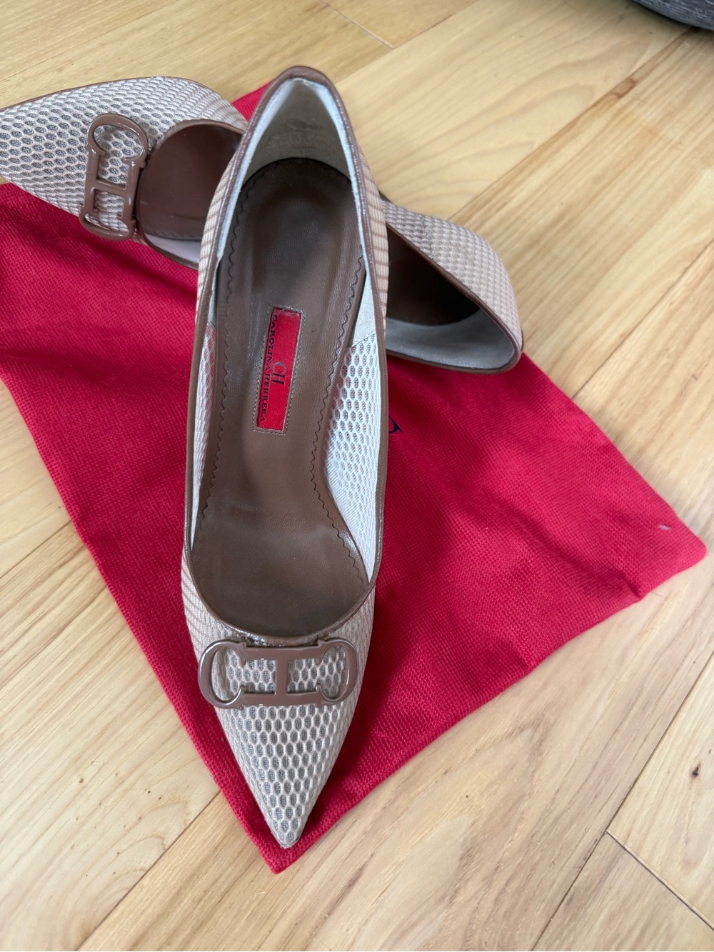 Textured Pointed-Toe High Heels in Taupe - Picture 10 of 16